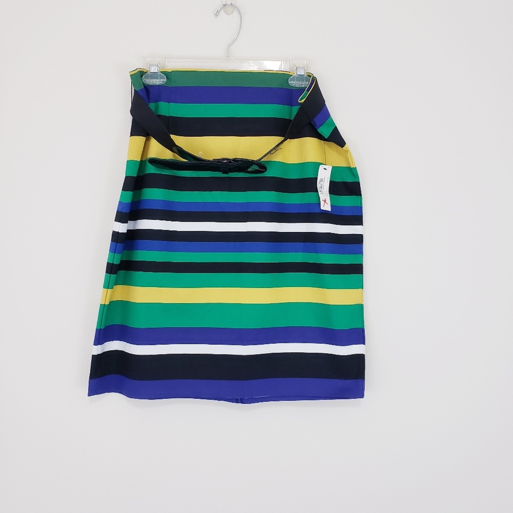 Worthington Blue Yellow Green Striped Skirt Career Business Size 14 NEW NWT